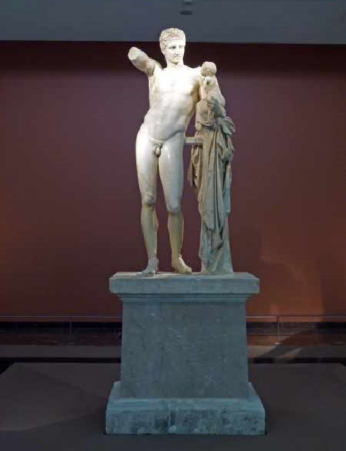 Die Hermes Statue des Praxitiles im museum von Olympia