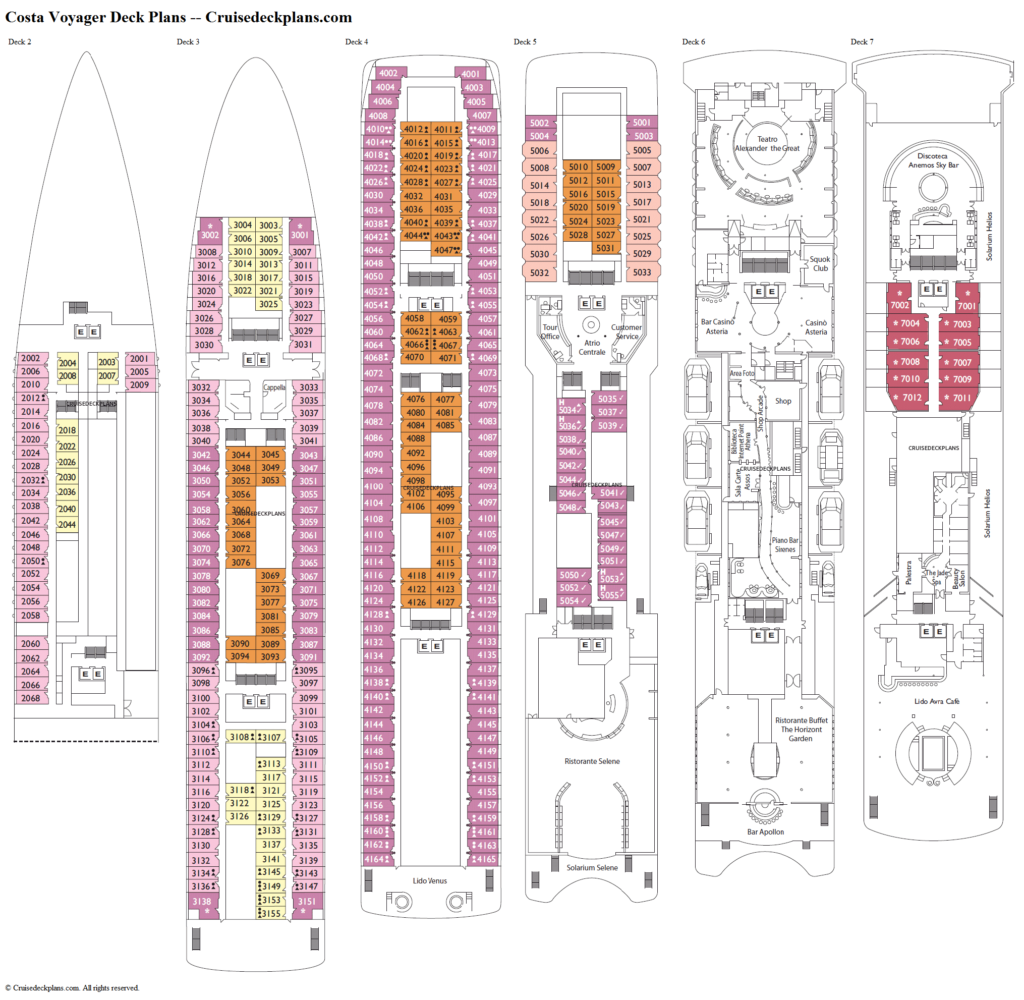 OLYMPIA VOYAGER Deckplan wie er wenig verändert von COSTA gezeigt wurde.