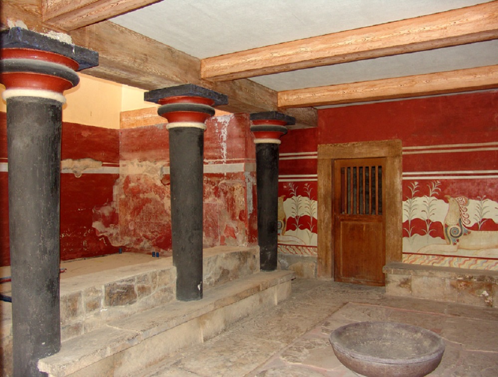 Palast von Knossos, das sogenannte Vorzimmer zum Thronsaal mit dem Lustralbecken