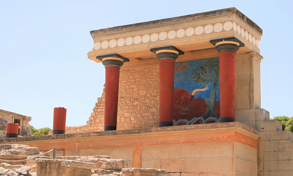 Palast von Knossos, wie er fragwürdig von Arthur Evans rekonstruiert wurde